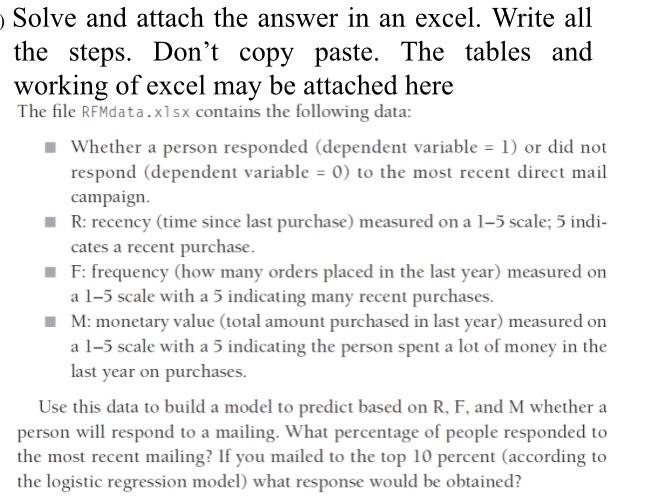 Solve And Attach The Answer In An Excel Write All The Steps Don T Copy Paste The Tables And Working Of Excel May Be A 1