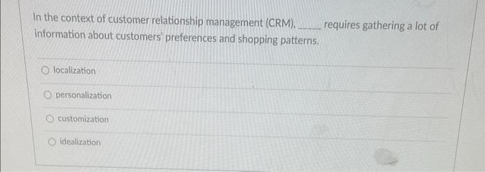 In The Context Of Customer Relationship Management Crm Information About Customers Preferences And Shopping Patterns 1