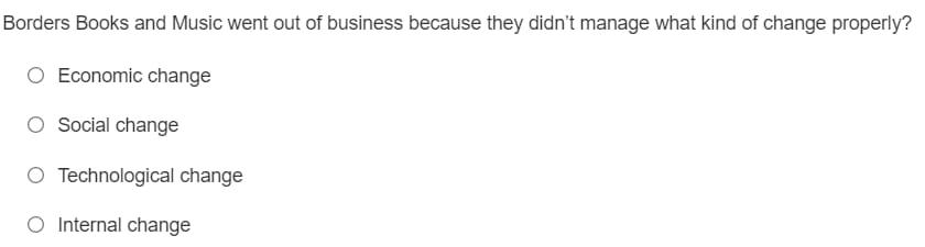 Borders Books And Music Went Out Of Business Because They Didn T Manage What Kind Of Change Properly Economic Change O 1