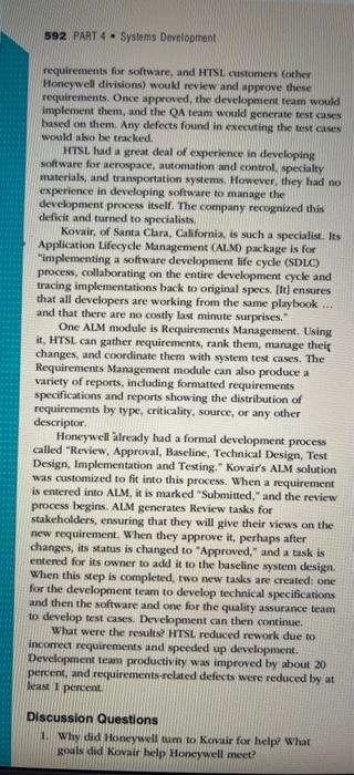 Case Two Sin N Pent A Ad A W Vas Were Upon Improving Requirements Implementation At Honeywell As You Read In This Chapt 2