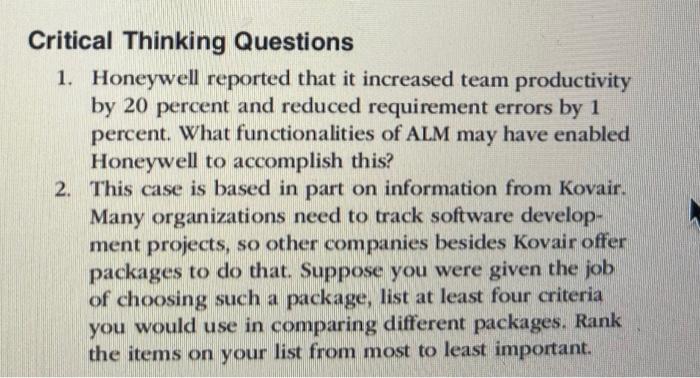 Case Two Sin N Pent A Ad A W Vas Were Upon Improving Requirements Implementation At Honeywell As You Read In This Chapt 3