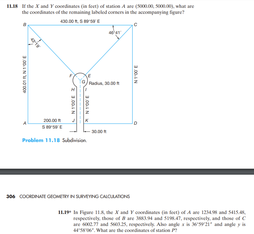 11 18 If The X And Y Coordinates In Feet Of Station A Are 5000 00 5000 00 What Are The Coordinates Of The Remainin 1