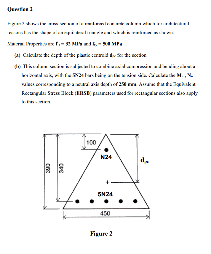Question 2 Figure 2 Shows The Cross Section Of A Reinforced Concrete Column Which For Architectural Reasons Has The Shap 1