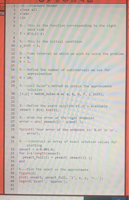 1 Implement The Improved Euler S Method Ie The Pseudo Code On Pe 127 Of The Textbook Ning The Matlab Octave Bles Prov 3