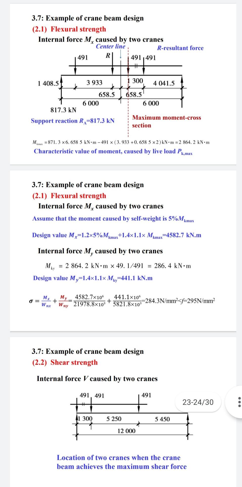 Sub Architectural Steel Structure Design Please Follow This Formula This Is Two Crane And Solve The Red Box Questio 5