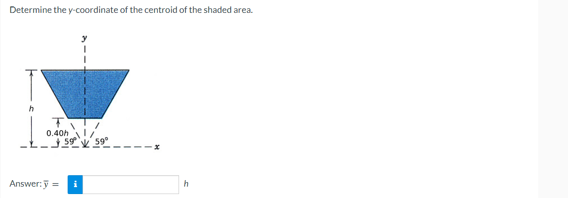 Determine The Y Coordinate Of The Centroid Of The Shaded Area H 0 40h 59 59 Answer Y I H 1