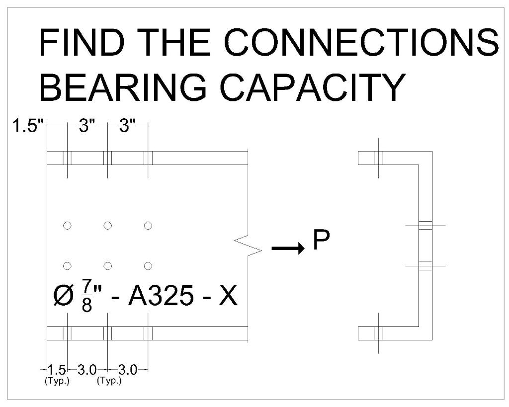 Find The Connections Bearing Capacity 1 5 3 3 P O A325 X 8 1 5 3 0 3 0 Typ Typ 1
