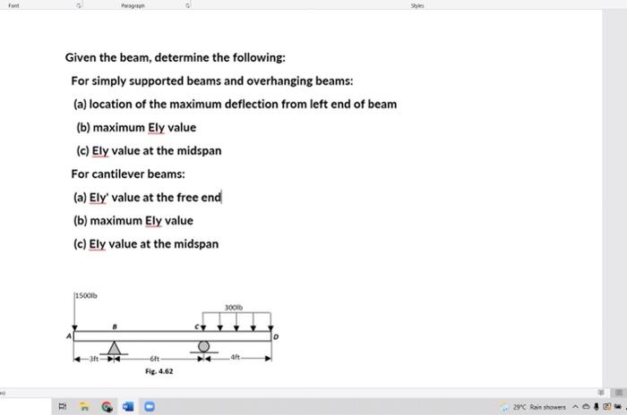 Ft Given The Beam Determine The Following For Simply Supported Beams And Overhanging Beams A Location Of The Maxi 1