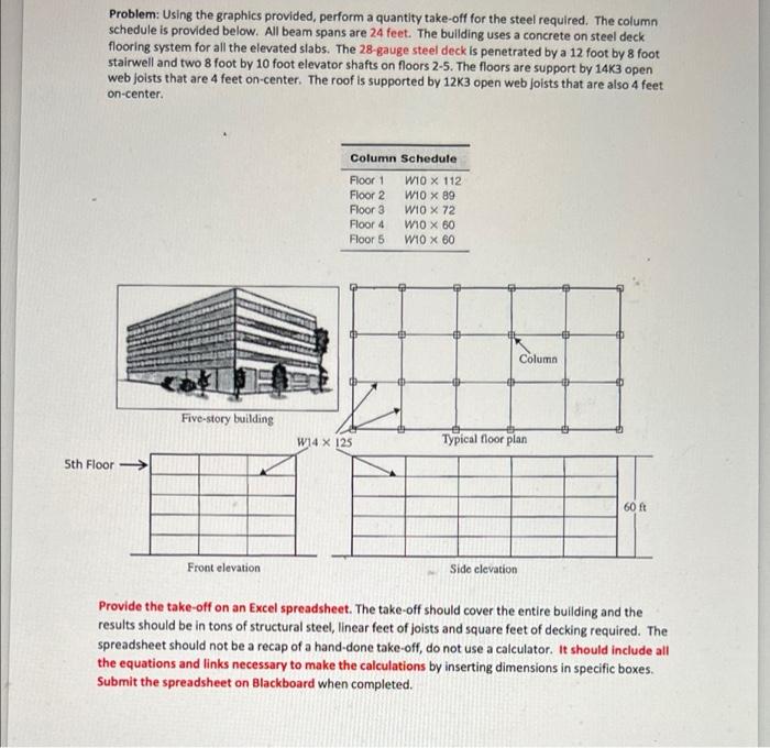 Problem Using The Graphics Provided Perform A Quantity Take Off For The Steel Required The Column Schedule Is Provide 1