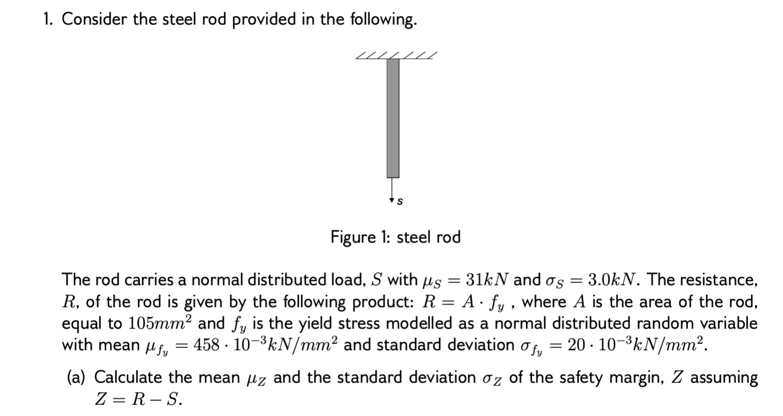 1 Consider The Steel Rod Provided In The Following Vs Figure 1 Steel Rod The Rod Carries A Normal Distributed Loa 1