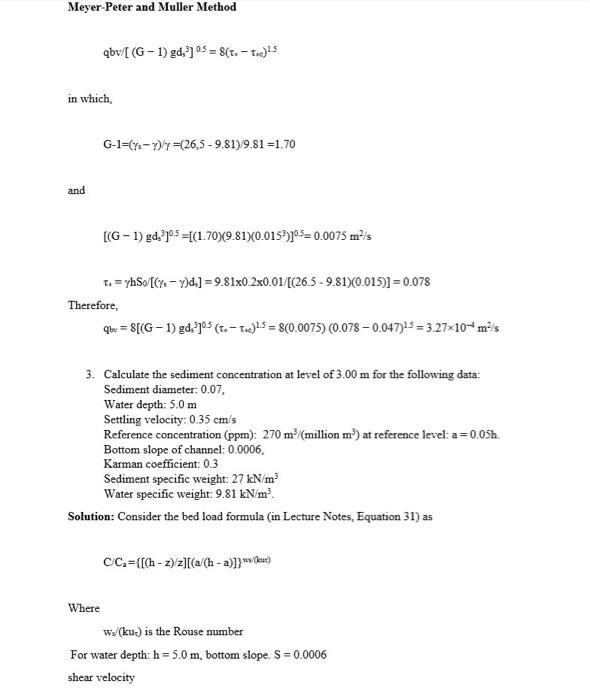 A Student S Number 1 A Write The Shields Parameter Lecture Notes Equation 18 Define The Notation B What Is The 7