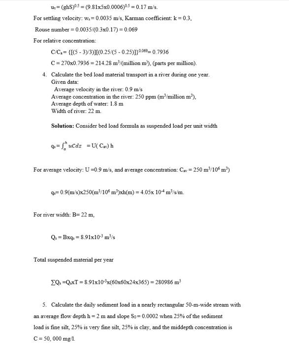A Student S Number 1 A Write The Shields Parameter Lecture Notes Equation 18 Define The Notation B What Is The 8