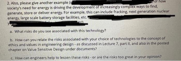 2 Also Please Give Another Example A Of How Society S Need For Energy Is Driving The Development Of Increasingly Comp 1