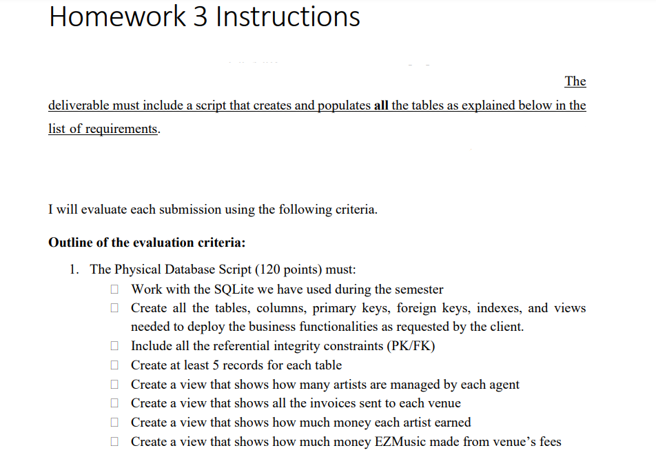 Creating A Physical Database Please Use Sqlitestudio If Poosible Please Read The Directions Carefully 1