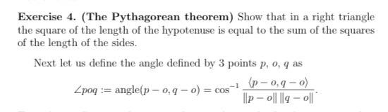 Exercise 4 The Pythagorean Theorem Show That In A Right Triangle The Square Of The Length Of The Hypotenuse Is Equal 1