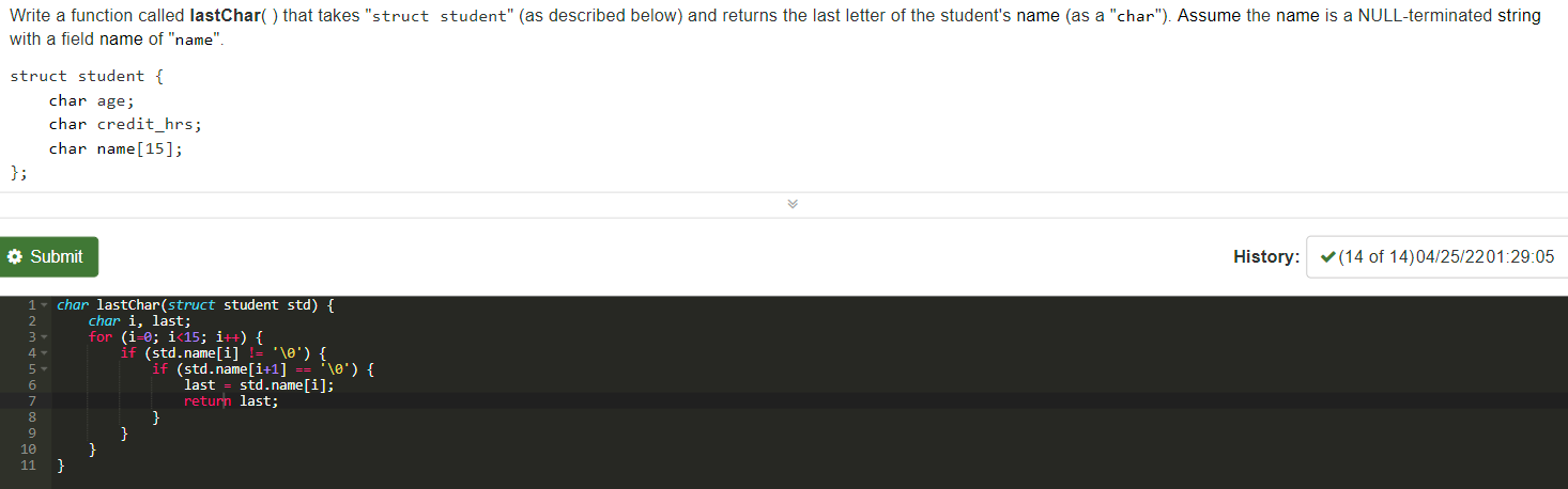 Write A Function Called Countlaste That Takes Two Arguments The First Argument Is An Array Of Struct Student Descr 2