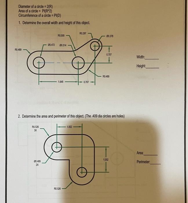 Etec 152 Math Assignment No 02 Page 13 Name 3 Determine The Area And Perimeter Of The Object The Oval Is A Hole 2