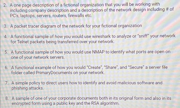 2 A One Page Description Of A Fictional Organization That You Will Be Working With Including Company Description And A 1