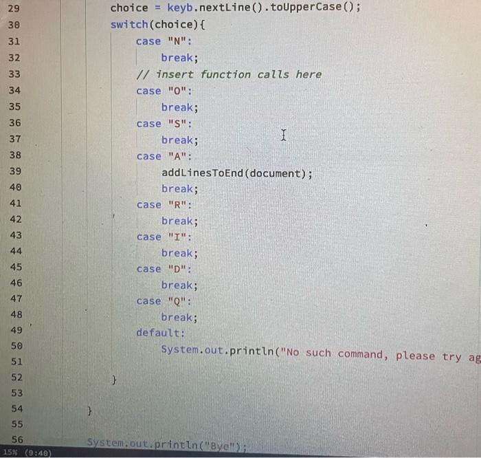 A Word Processor Can Represent And Process A User S Document As A List Of Strings Develop A Menu Based Word Processor W 4