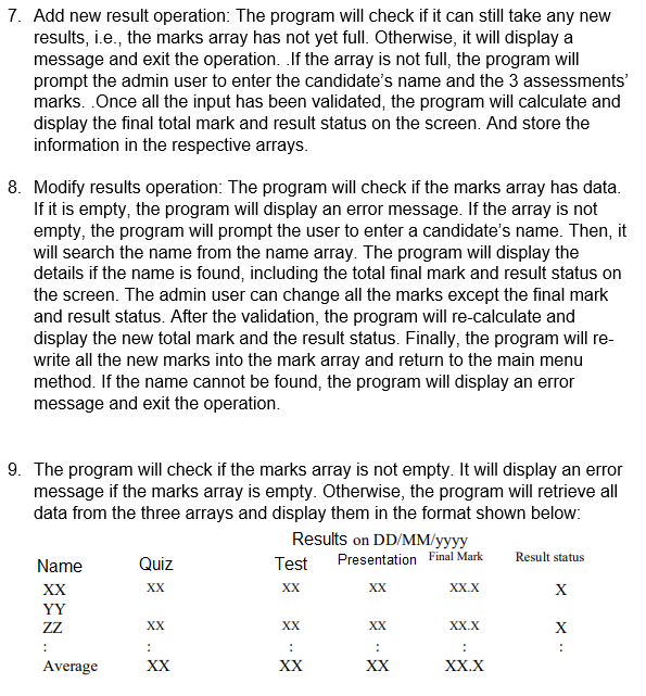90 12 Create A Console Based Java Program Using Arrays For A Teacher To Maintain The Test Results Of Students Instr 2