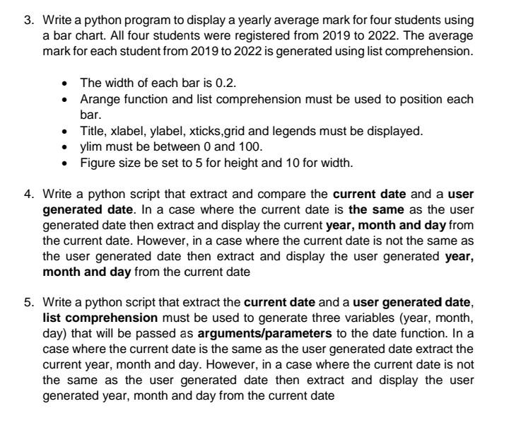 3 Write A Python Program To Display A Yearly Average Mark For Four Students Using A Bar Chart All Four Students Were R 1