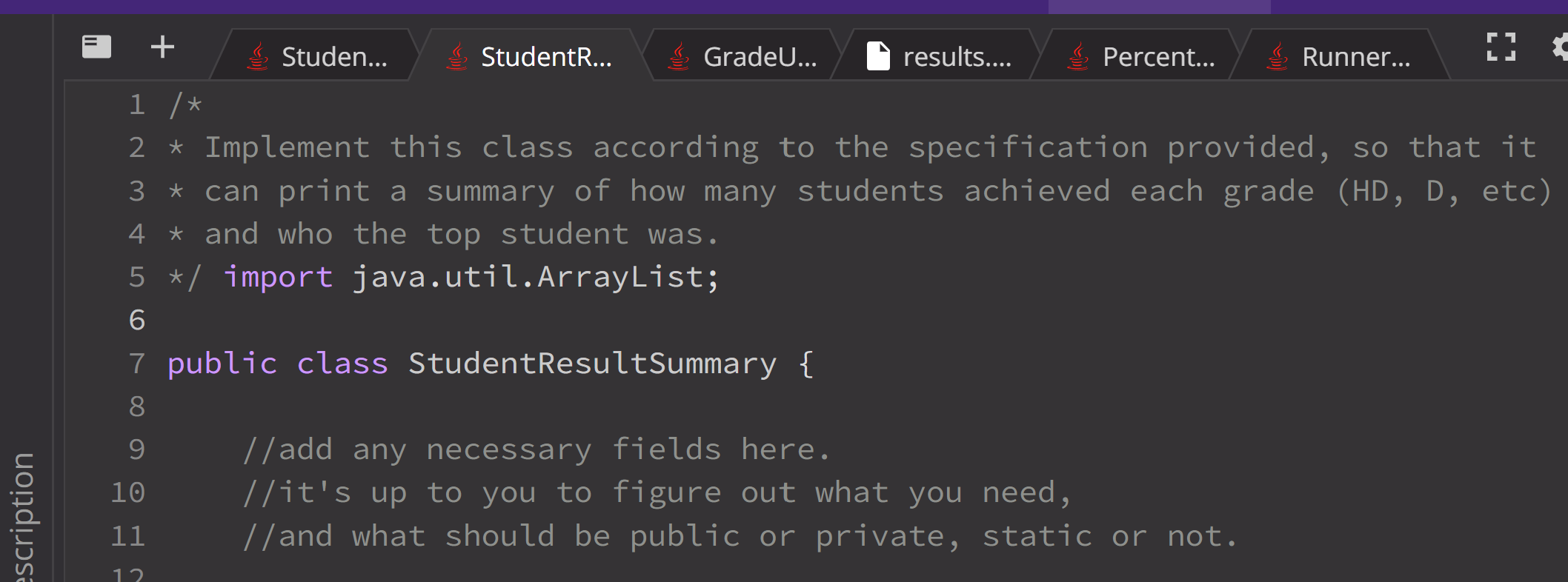 Please Edit Studentresultsummary Java Only The Other Codes Are For You For Reference The Code Runs But I Get These Er 1