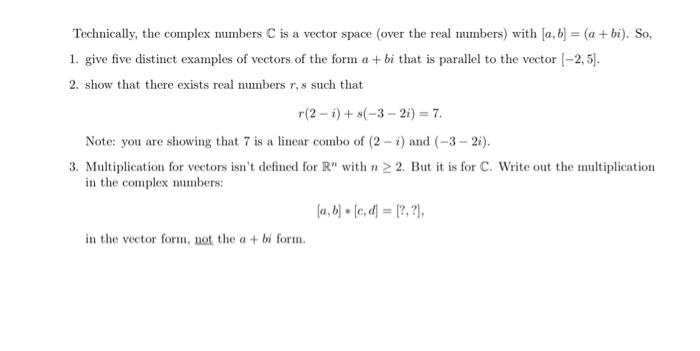 A Give 5 Distinct Examples Of Vectors Of The Form A Bi That Id Parallel To The Vector 2 5 B Show That There Ex 1