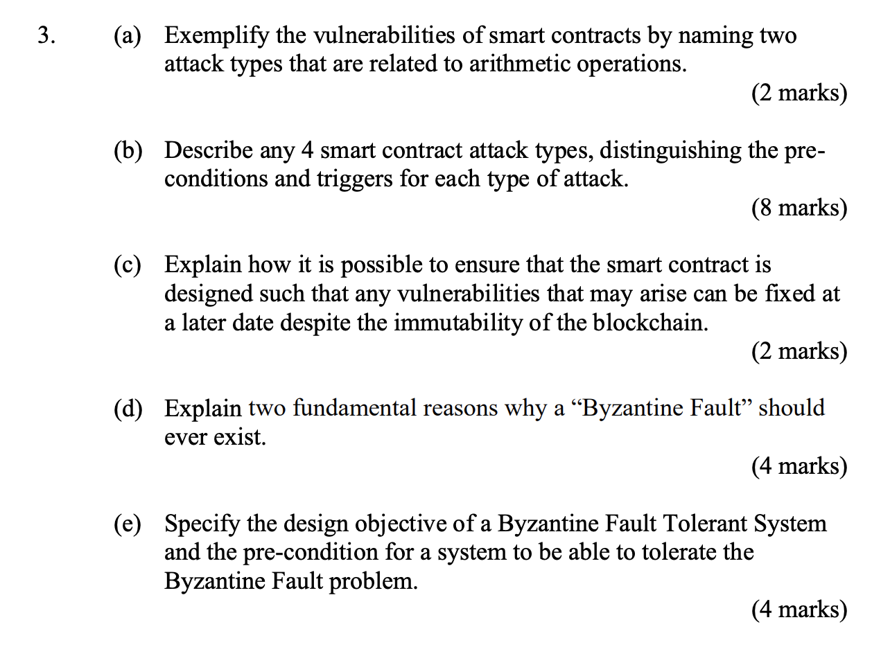 3 A Exemplify The Vulnerabilities Of Smart Contracts By Naming Two Attack Types That Are Related To Arithmetic Oper 1