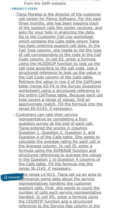From The Sam Website Project Steps Tiana Morales Is The Director Of The Customer Call Center For Pierce Software F 1