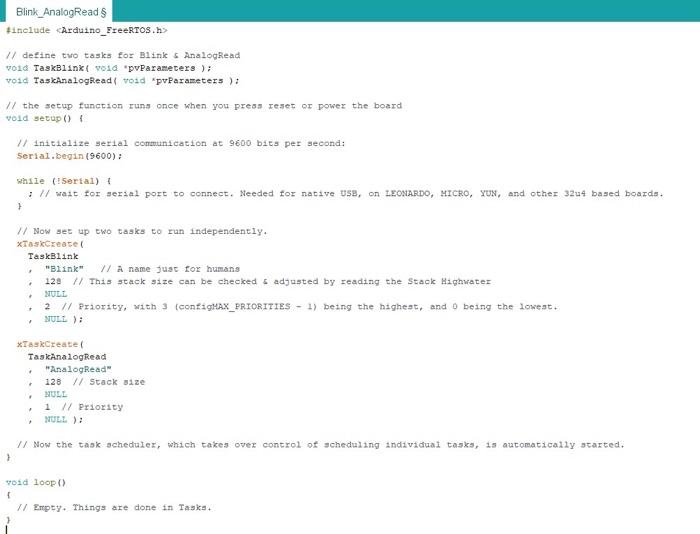 Load The Example Code Provided By Arduino Freertos In File Examples Freertos Blink Analogread Questions 1 Using 2