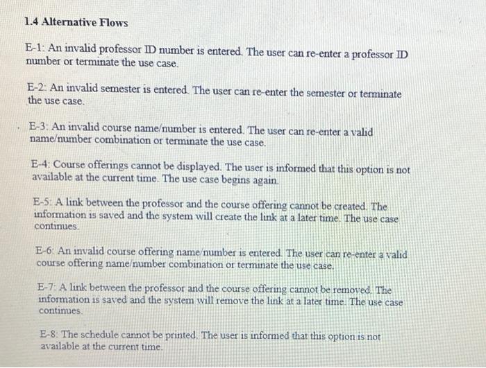 1 Flow Of Events For The Select Courses To Teach Use Case 1 1 Preconditions Create Course Offerings Sub Flow Of The Mai 3