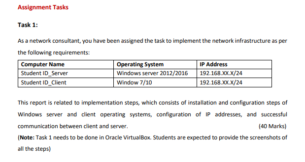 Assignment Tasks Task 1 As A Network Consultant You Have Been Assigned The Task To Implement The Network Infrastructur 1