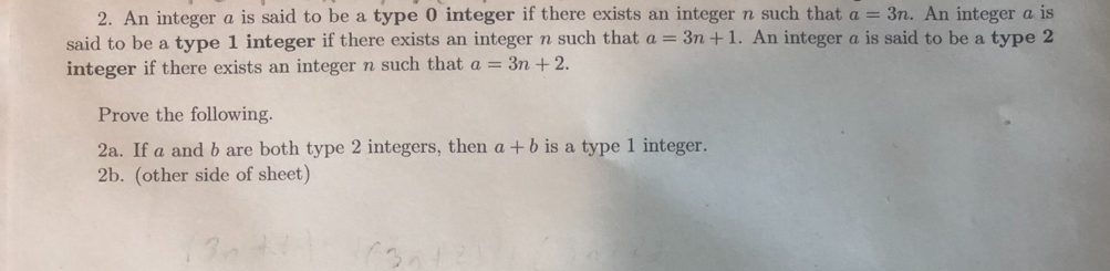 2 An Integer A Is Said To Be A Type 0 Integer If There Exists An Integer N Such That A 3n An Integer A Is Said To Be 1