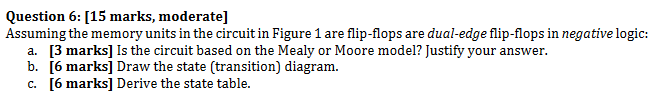 Question 6 15 Marks Moderate Assuming The Memory Units In The Circuit In Figure 1 Are Flip Flops Are Dual Edge Flip 1