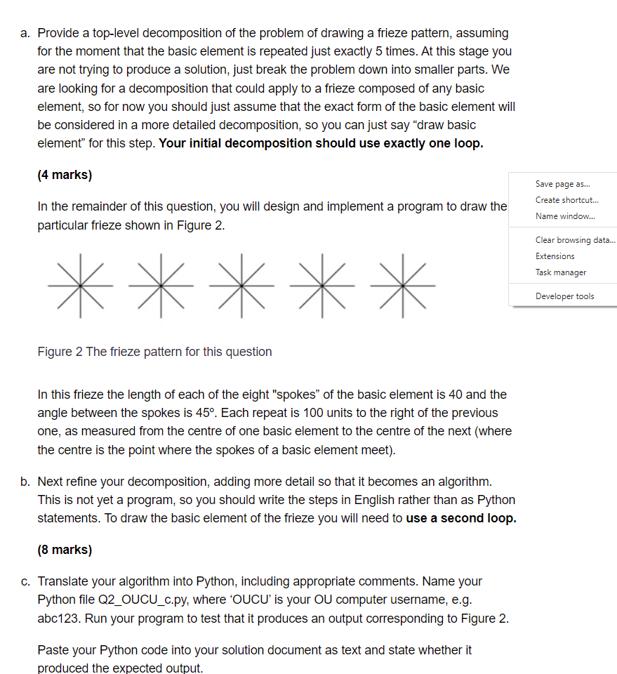 A Provide A Top Level Decomposition Of The Problem Of Drawing A Frieze Pattern Assuming For The Moment That The Basic 1