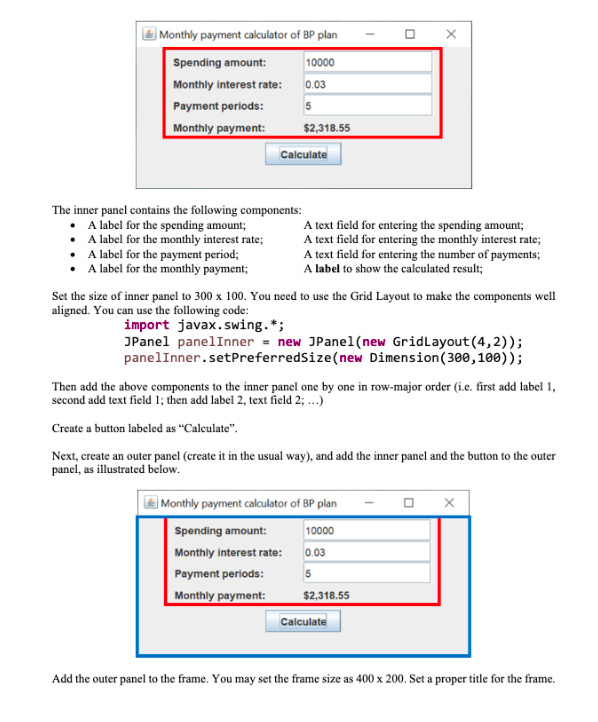 Exercise 2 Graphical User Interface For Calculating Monthly Payments Of The Bp Plan 20pt Now We Will Create User Fri 2