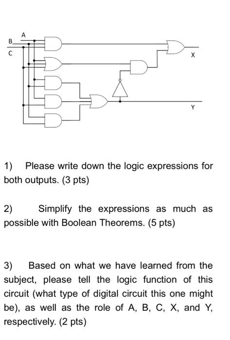 A C X 1 Please Write Down The Logic Expressions For Both Outputs 3 Pts 2 Simplify The Expressions As Much As Possib 1