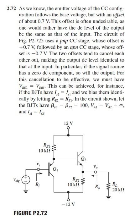 2 72 As We Know The Emitter Voltage Of The Cc Config Uration Follows The Base Voltage But With An Offset Of About 0 7 1