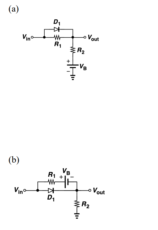 Plot The Input Output Characteristic Of The Circuits Illustrated Below Assuming A Constant Voltage Model And Vb 2 V 1