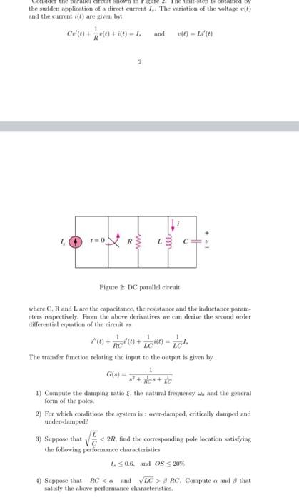 Migre Thy The Sudden Application Of A Direct Current The Variation Of The Voltage T And The Current I T Are Given 1