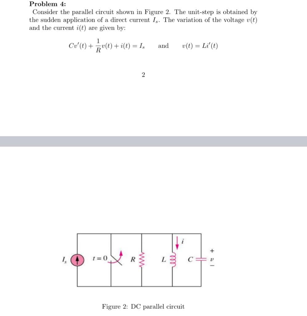 Problem 4 Consider The Parallel Circuit Shown In Figure 2 The Unit Step Is Obtained By The Sudden Application Of A Dir 1