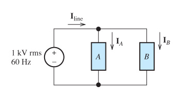 Two Loads A And B Are Connected In Parallel Across A 1 Kv Rms 60 Hzhz Line As Shown In Figure 1 Load A Consumes 10 1