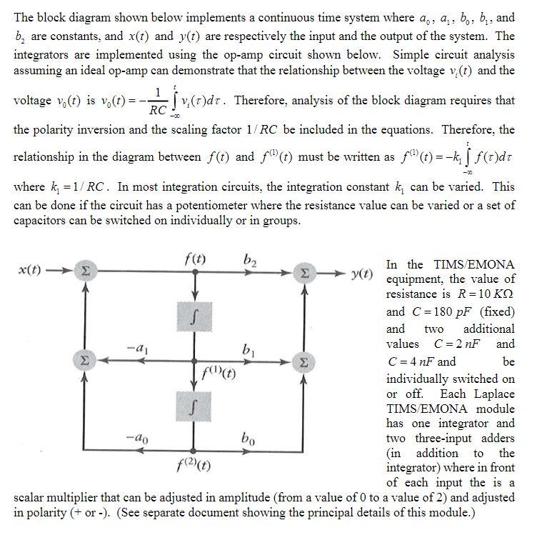 00 The Block Diagram Shown Below Implements A Continuous Time System Where A A B B And B Are Constants And X T A 1