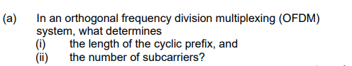 A In An Orthogonal Frequency Division Multiplexing Ofdm System What Determines I The Length Of The Cyclic Prefix 1