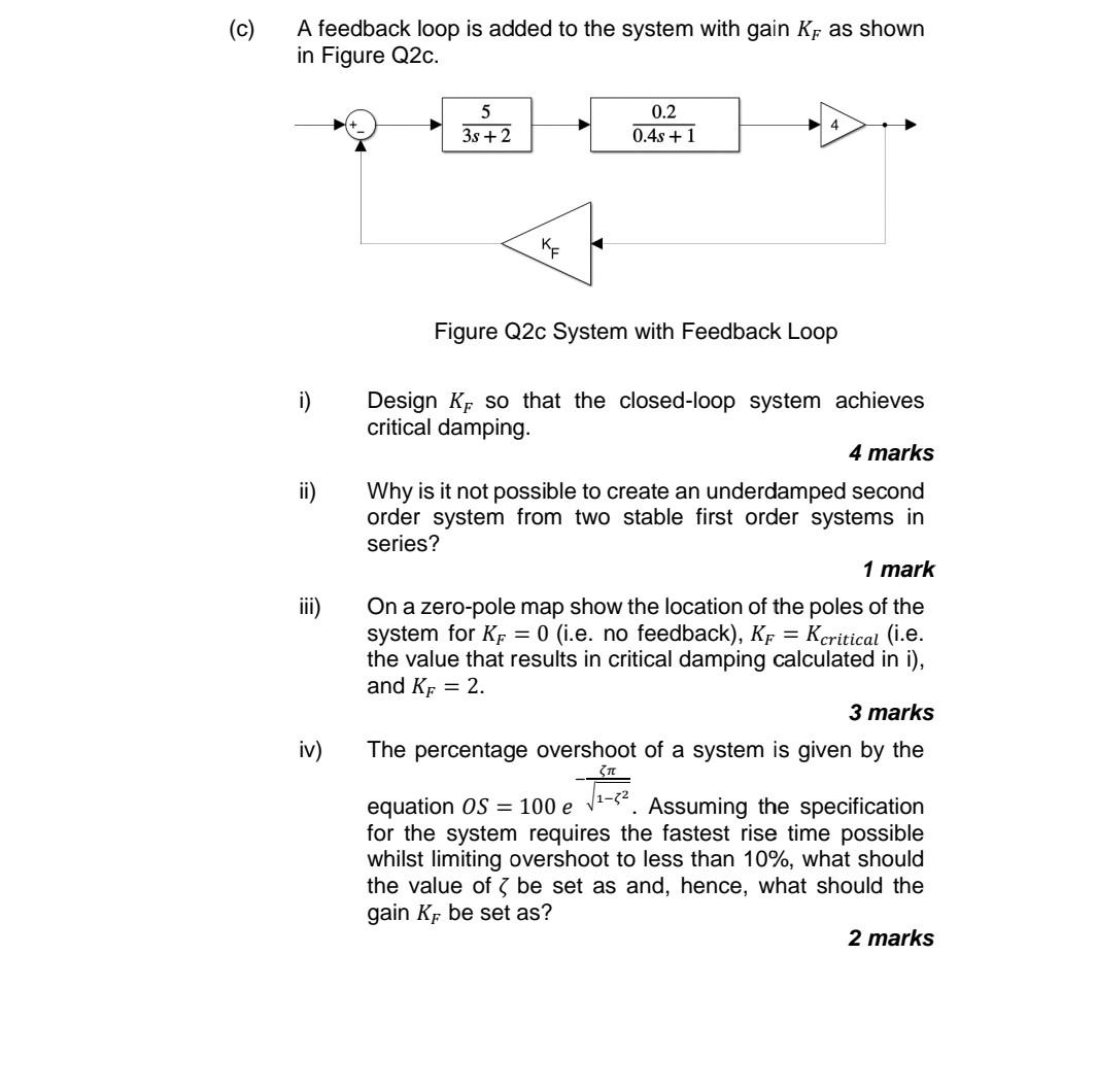 C C A Feedback Loop Is Added To The System With Gain Kp As Shown In Figure Q2c 5 3s 2 0 2 0 45 1 Ke Figure Q2c Sy 1