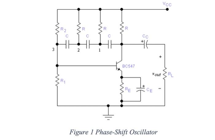 1 Consider The Phase Shift Oscillator Circuit Shown In Fig 1 Take Vcc 15v R 5k6 Ri 3k3 R2 18k Re 1k Rz 6k8 C 22 2