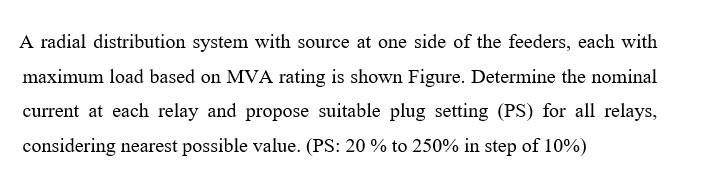 A Radial Distribution System With Source At One Side Of The Feeders Each With Maximum Load Based On Mva Rating Is Shown 1