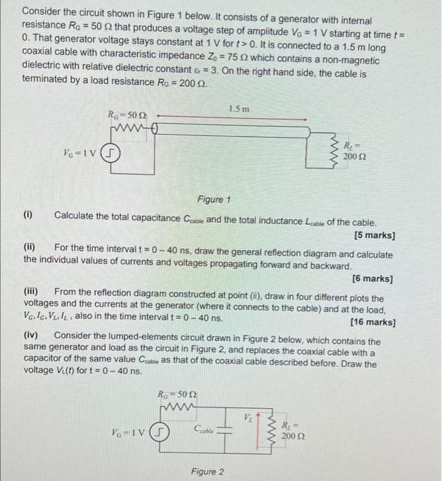 Consider The Circuit Shown In Figure 1 Below It Consists Of A Generator With Internal Resistance Ro 50 2 That Produce 1