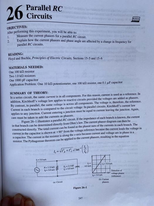 26 Parallel Rc Circuits Objectives 1 2 After Performing This Experiment You Will Be Able To Measure The Current Pha 1