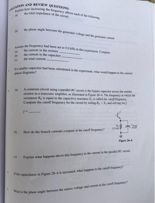 26 Parallel Rc Circuits Objectives 1 2 After Performing This Experiment You Will Be Able To Measure The Current Pha 5
